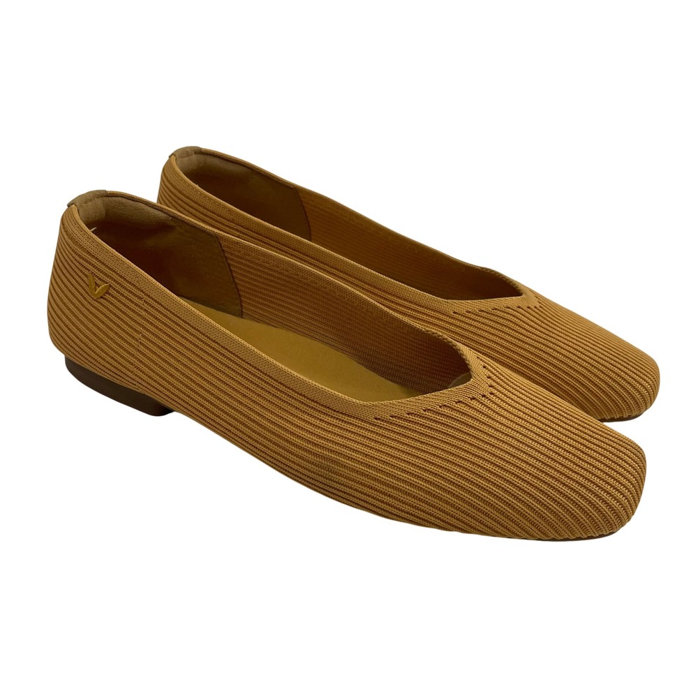 Vivaia Margot 2.0 Square-Toe V-Cut Knit Flats Mustard Yellow EU 39.5 US 8.5
